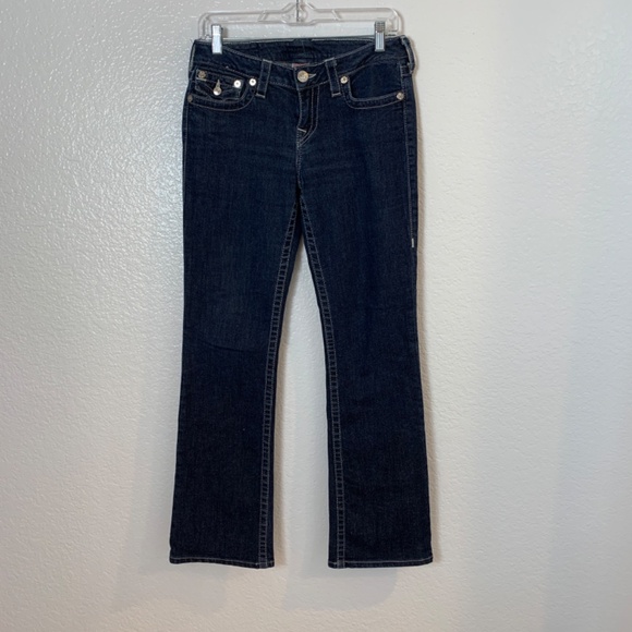 True Religion Hi-Rise Boot Jean Womens 29 X 30  Blue Rhinestone Pockets - Picture 8 of 15